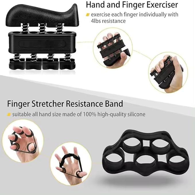 5 Pack 1 Pack Grip Strength Trainer Kit Adjustable Resistance Hand Gripper,Finger Exerciser,Hand Extension Exerciser,Stress Relief Ball christmas 2024 ornaments