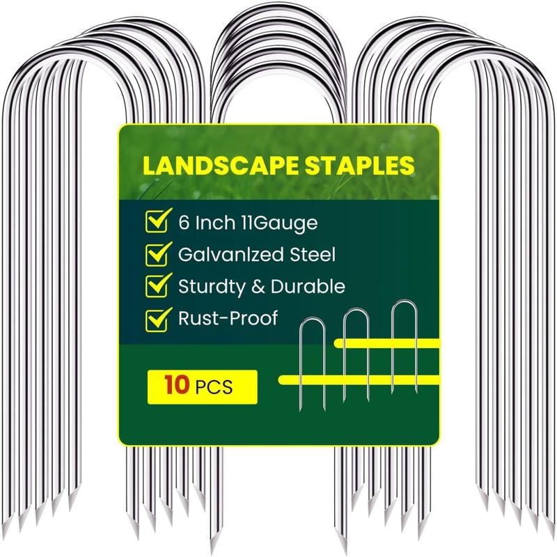 Garden Stakes 6 inches, U-Shaped Tent Stakes, Galvanized Landscape Staples, Ground Stakes for Landscaping Securing Weed Barrier Fabric, Holding Fencey,Christmas Decorations