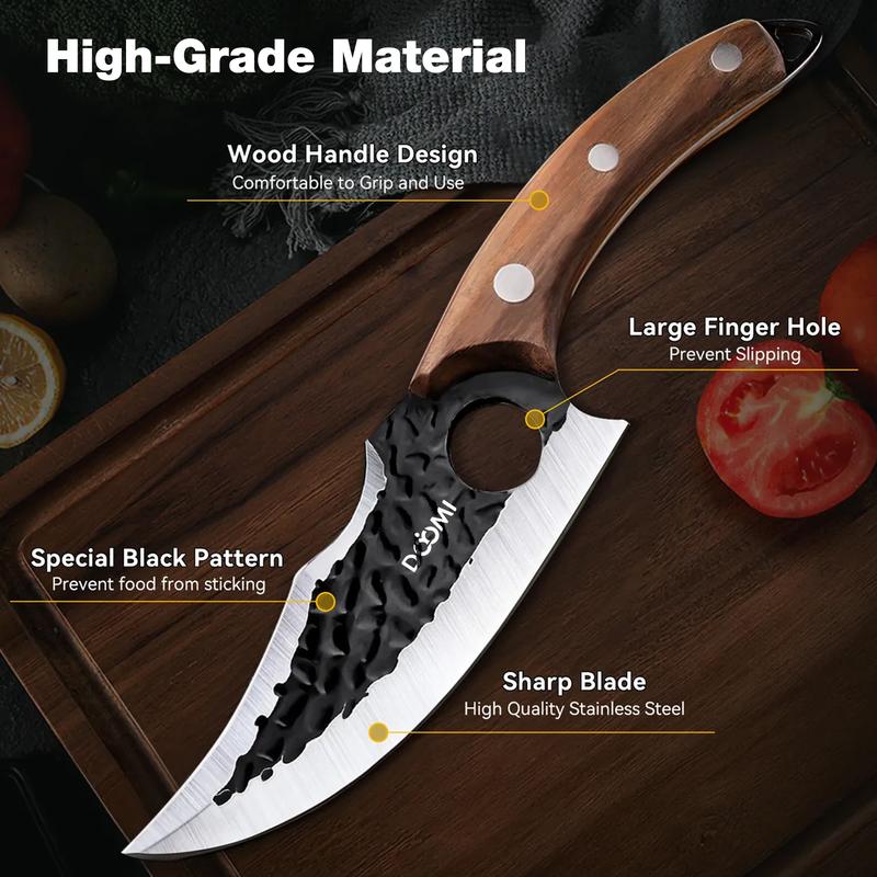 DOYOMI Outdoor Camping BBQ Knife with Sheath - Japanese Forged Boning Knife for Meat and Vegetables - Blade, Portable