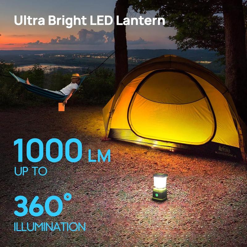 LED Camping Lantern,Battery Powered LED Lantern Flashlight, 1000LM, 4 Light Modes, IPX4 Waterproof, Survival Kits for Indoor Outdoor, Emergency Light for Home Power Outages, Hurricane, Storm