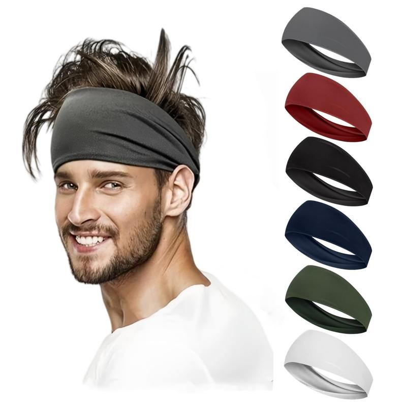 Workout Headbands for Men, 6 Pack, Men's Running Headband, Stretchy Sweatband, Sports Headband