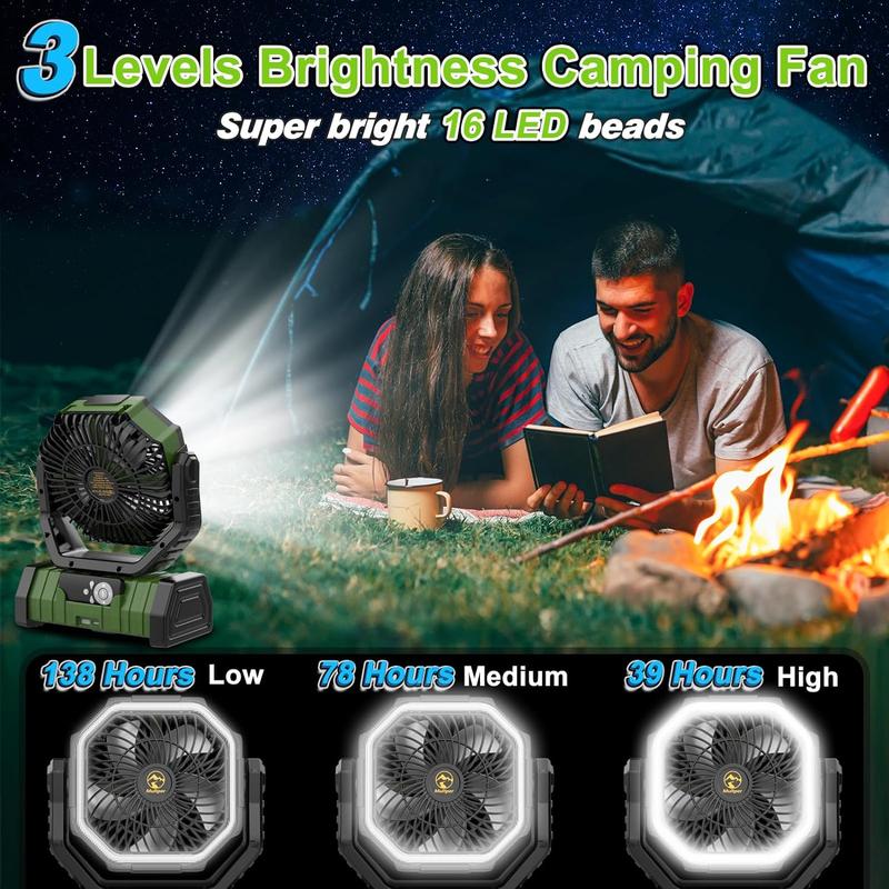 20000mAh Camping with LED Light,Auto-Oscillating Desk with Remote & Hook,Rechargeable Battery Operated Outdoor Tentwith Timer,4 Speeds USB for Camp Travelpetite light fan Mobile portable outdoor camping portable fan Christmas New Year Gift