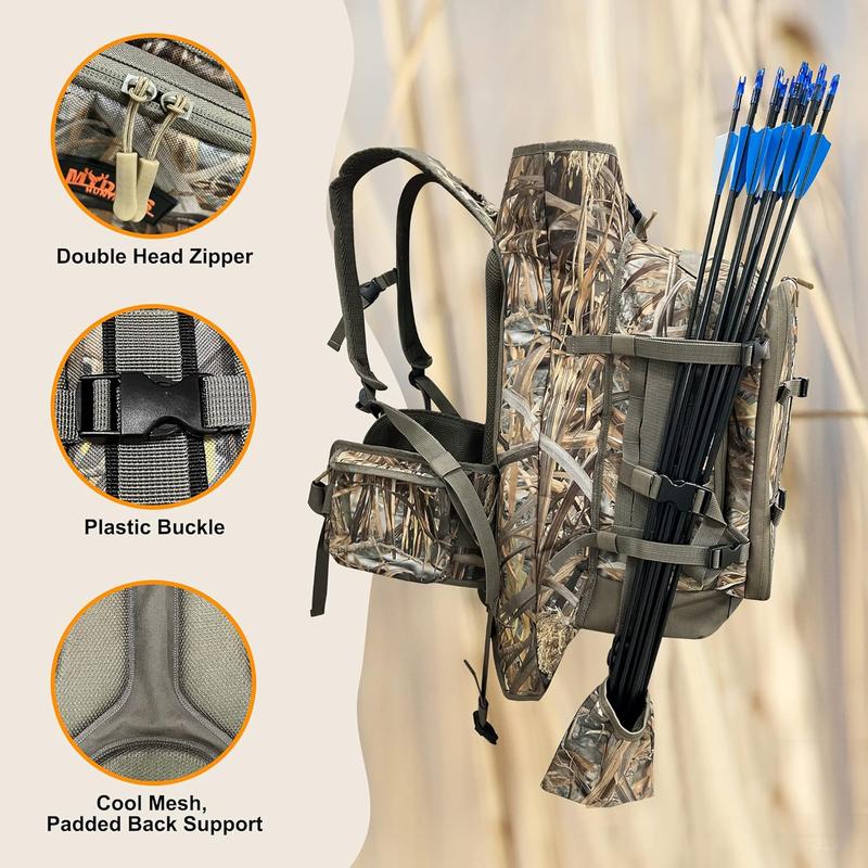 Hunting Backpack,Compound Bow Pack Durable Large Capacity Hunting Day Pack for Outdoor Rifle Bow Gun