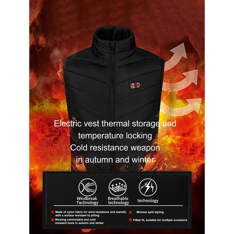 Heated Vest For Men Women Electric Heating Vest Warming Thermal Clothing Adjustable Outdoor Camping Hunting Skiing (no battery)