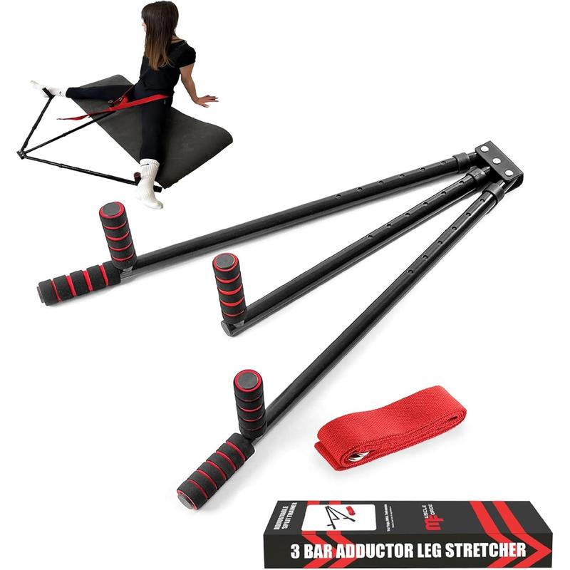 3-Bar  Stretcher for Split and Adductor Stretch Spreader to Over 180? Split Trainer for Ballet Martial Arts Fitness  Stainless Steel with Padded Grips and Strap Attached