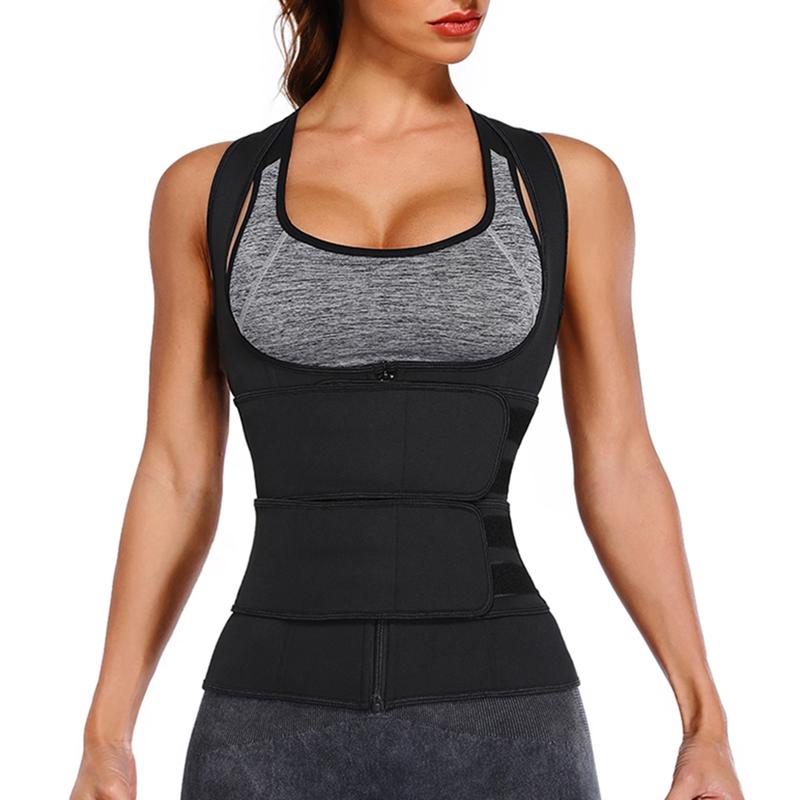 Women's Neoprene Sauna Waist Trainer Corset Zipper Vest, Tummy Control Body Shaper Workout Exercise Sports Vest Tank Top, Fajas Para Mujer, Women Sportswear