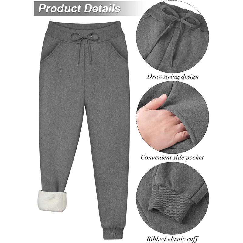 2 Pack Women's Sherpa Lined Sweatpants with Pockets Winter Warm Jogger Sweatpants Athletic Fleece Lined Pants