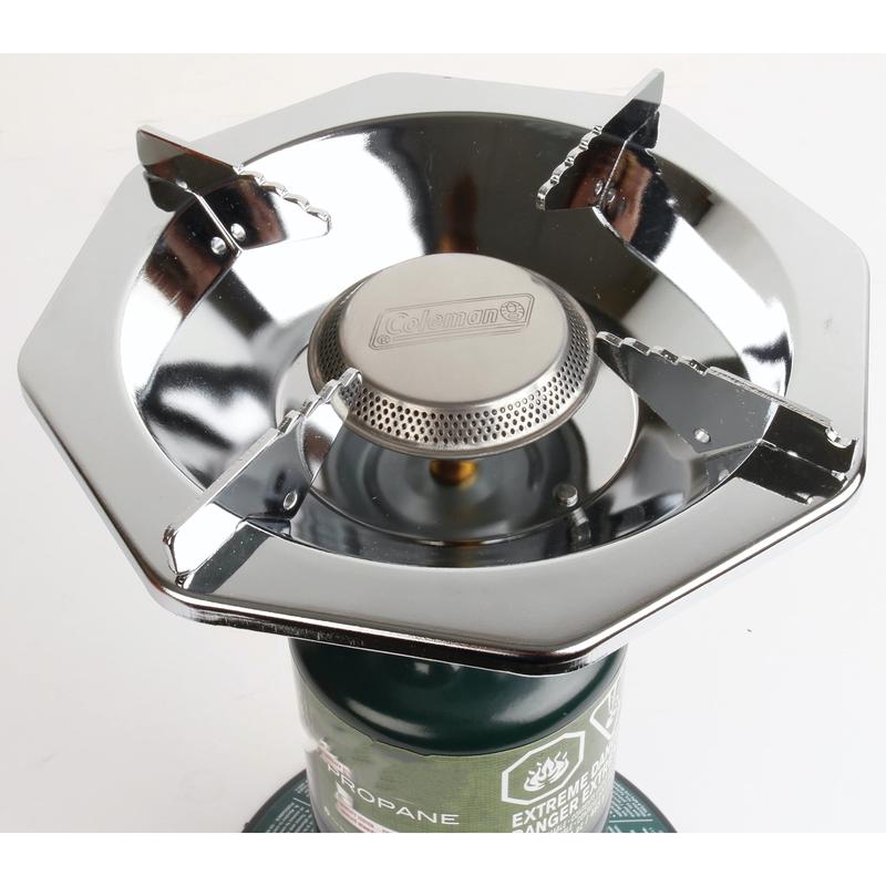 Bottletop Propane Camping Stove with Wind Baffles and Pressure Regulator