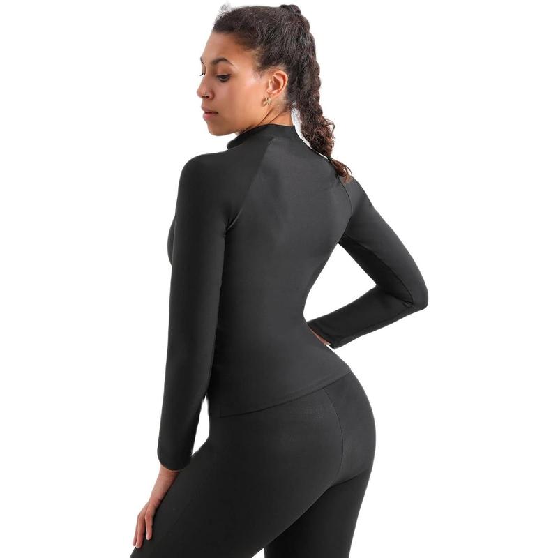 Hot Sweat Shaper Jacket Waist Trainer Long Sleeve Zipper Shirt Workout Tops