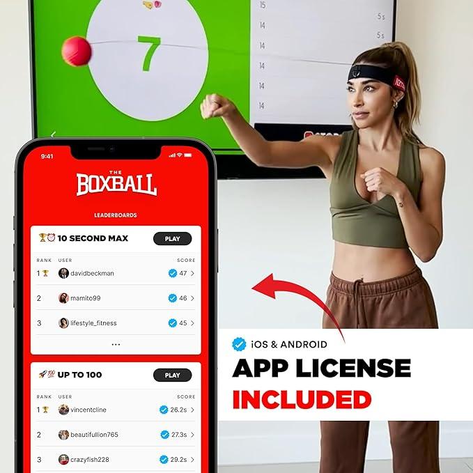 Original with App, Used by Celebrities - MMA Gear Boxing Ball - Boxing Reflex Ball with Adjustable Strap - Interactive Boxball App Integration - 1 Pack