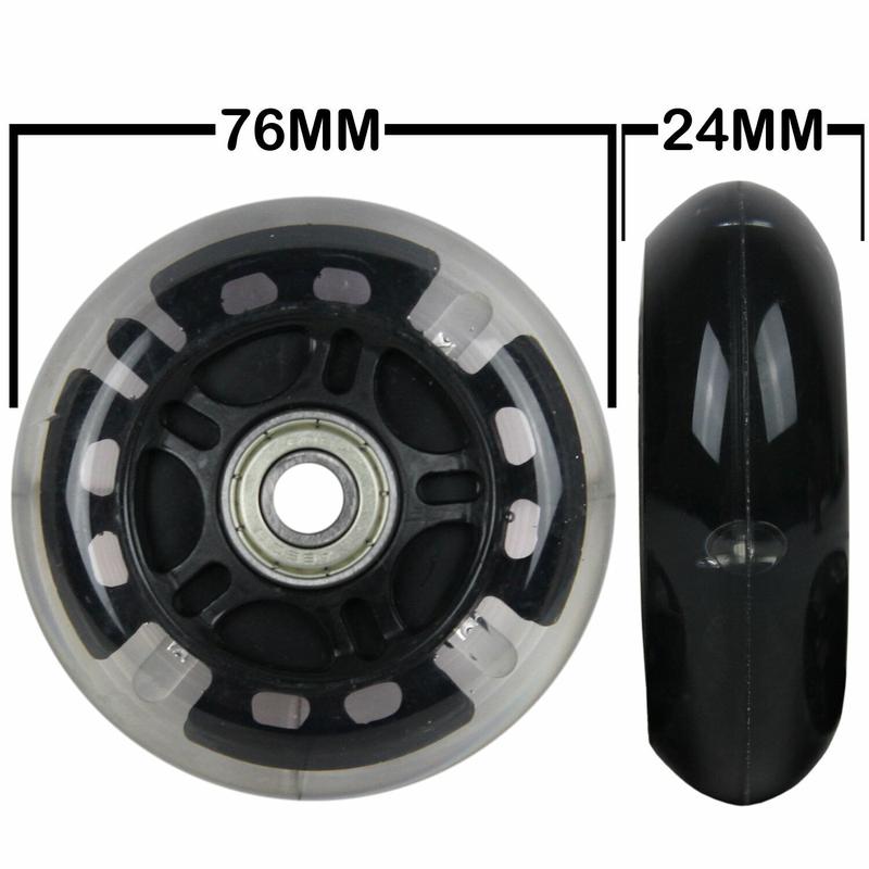 LED Inline Wheels 76Mm 82A Skate Rollerblade Ripstik Light up 2-Pack W Bearings