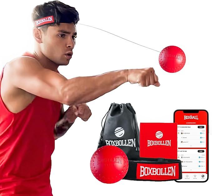 Original with App, Used by Celebrities - MMA Gear Boxing Ball - Boxing Reflex Ball with Adjustable Strap - Interactive Boxball App Integration - 1 Pack