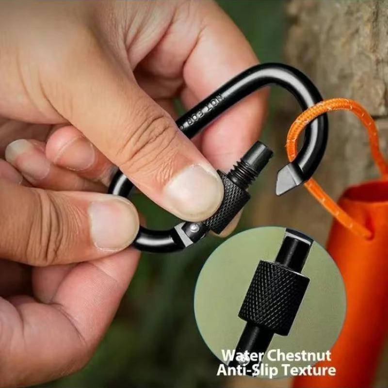 D-shaped Spring Hook, 6 Counts set Multifunctional Portable Quick Hanging Carabiner, Outdoor Camping Hiking Climbing Essentials