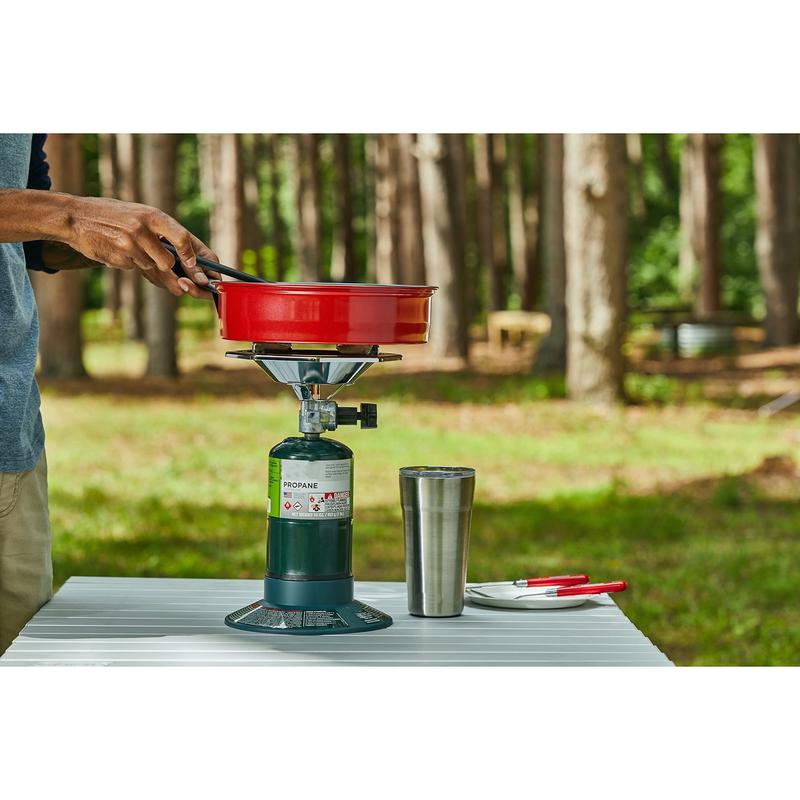 Bottletop Propane Camping Stove with Wind Baffles and Pressure Regulator