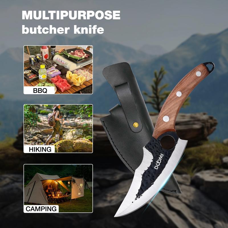 DOYOMI Outdoor Camping BBQ Knife with Sheath - Japanese Forged Boning Knife for Meat and Vegetables - Blade, Portable