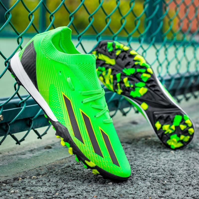 Mens Soccer Spikes Professional Turf Soccer Shoes Mens Indoor Outdoor Competition Training Athletic Big Boy's Sneakers green laces football boots