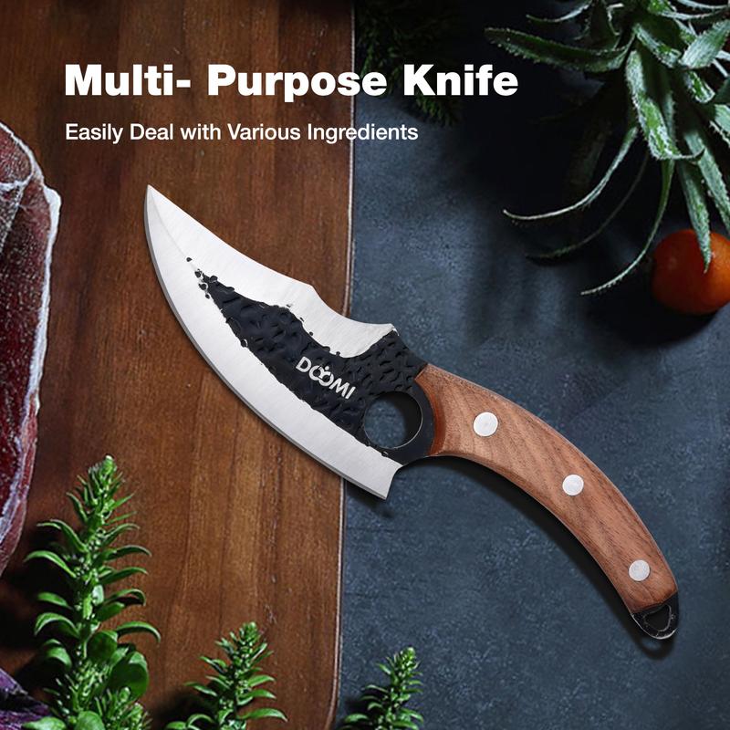 DOYOMI Outdoor Camping BBQ Knife with Sheath - Japanese Forged Boning Knife for Meat and Vegetables - Blade, Portable