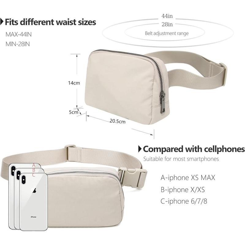 Fanny Belt Bag Waist count Crossbody Bags Bum Bag for Running Hiking Travel Workout Adjustable Strap for Women -beige