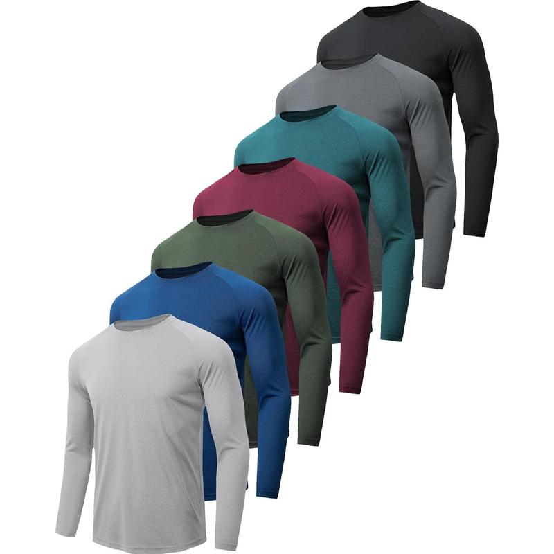 4-7 Pack Long Sleeve Shirts for Men Quick Dry Moisture Wicking Mens Long Sleeve Tee Shirts Workout T Shirts