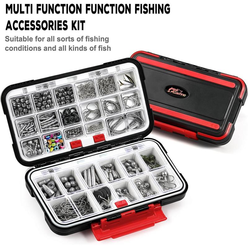 387 count Fishing Accessories Kit, Fishing Tackle Box with Tackle Included, Fishing Hooks, Fishing Weights, Spinner , Fishing Gear for Bass, Bluegill, Crappie