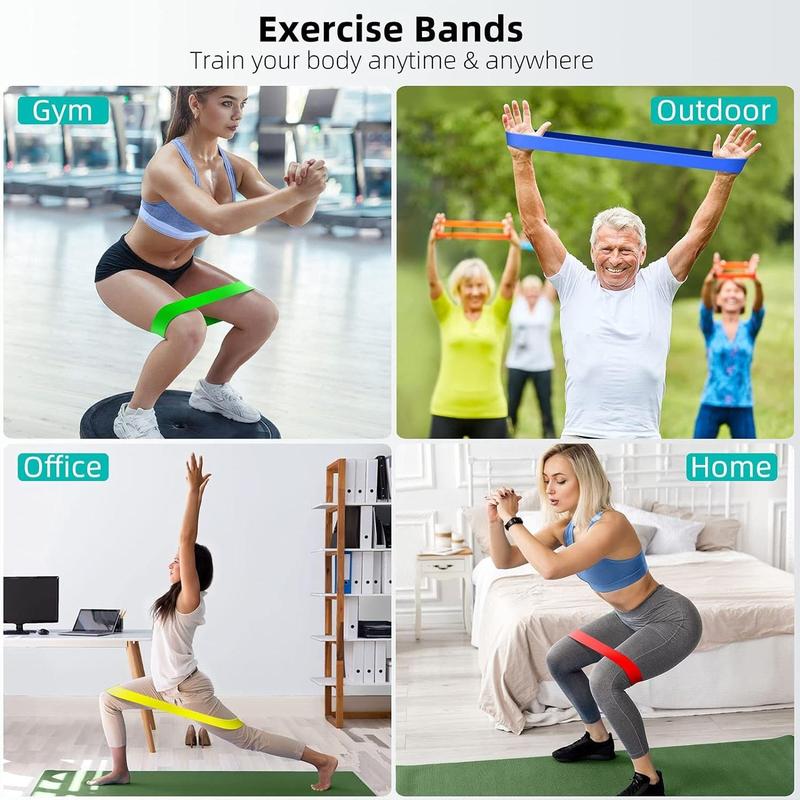 Resistance Band Set, 5 Counts set Elastic Exercise Loop Band with Carry Bag, Stretch Band for Booty Legs, Fitness Equipment for Home Gym