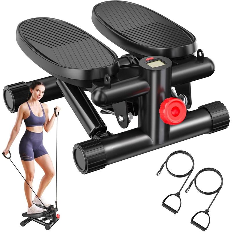 Steppers for Exercise at Home, Stair Stepper with Resistance Bands for Home Fitness, Mini Stepper with 330LBS Loading Capacity, Stair Stepper for Home with LCD