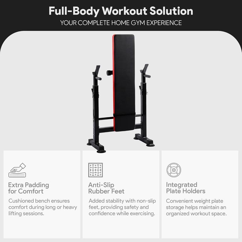 Adjustable Folding Multifunctional Workout Station Adjustable Olympic Workout Bench with Squat Rack