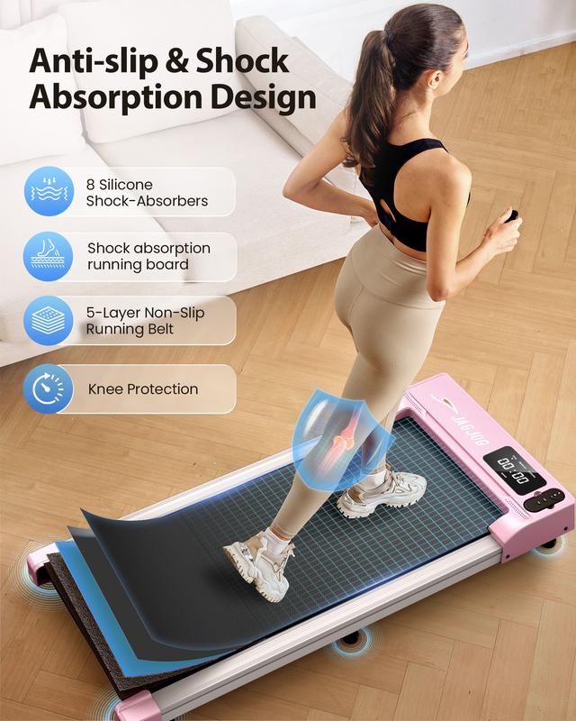 [Flash Deals]Jagjog Pink walking pad treadmill with incline for Home with Remote Control,Exercise Data Recording in LED with Wheels