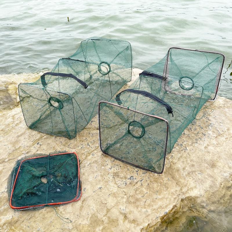 Fish Trap Net Fishing Gear Crab Prawn Shrimp Crayfish Lobster Crawdad Foldable