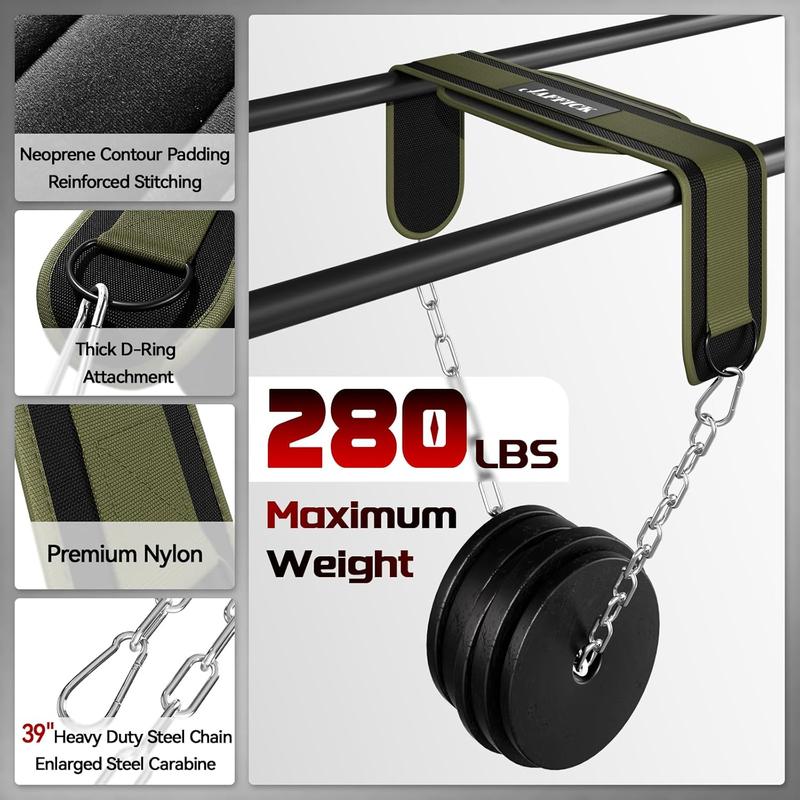 Dip Belt with Steel Chain for Weightlifting Pullup Gym Weighted Lifting Belt for Powerlifting Squat Bodybuilding  Support for Both Men and Women