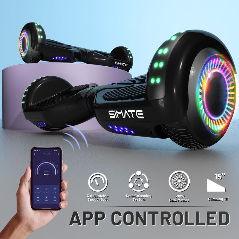 Limited time discount, smart bluetooth electric scooter with LED cool lights, Christmas gift, equipped with built-in bluetooth speaker, three gear speed function, support mobile phone APP operation, solid explosion-proof rubber wheels