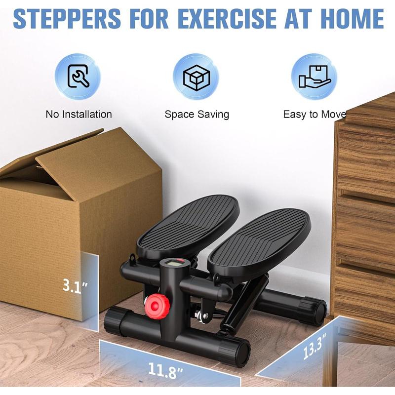 Steppers for Exercise at Home, Stair Stepper with Resistance Bands for Home Fitness, Mini Stepper with 330LBS Loading Capacity, Stair Stepper for Home with LCD