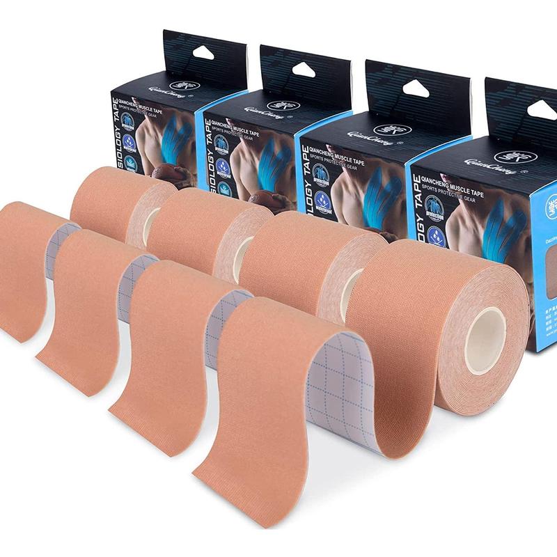 4 pack Kinesiology Tape for Sports Athletes - Waterproof Elastic Athletic Tape for Knee Elbow Shoulder Muscles, etc. (2