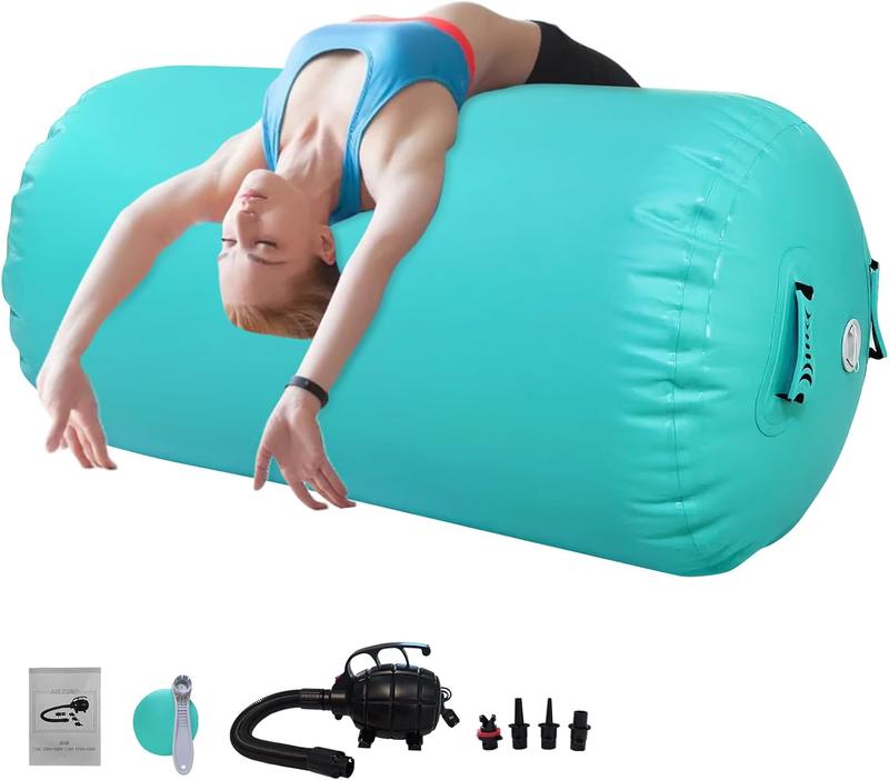 Air Roller Gymnastics Air Barrel Inflatable Tumbling Mat, Gymnastic Equipment Tumbler Backbend Trainer with Electric Pump for Home Use, Gym , Yoga Balance Exercise, Cheerleading