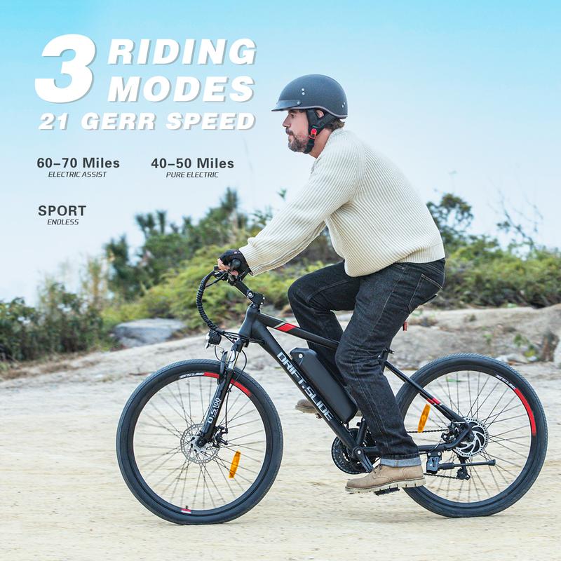 DRIFT.SLIDE Electric Bike for Adults with 500W Peak Motor, 20 MPH 21 Speed Commuting Electric Mountain Bike with 36V Removable Battery Up to 43 Miles, Front Suspension