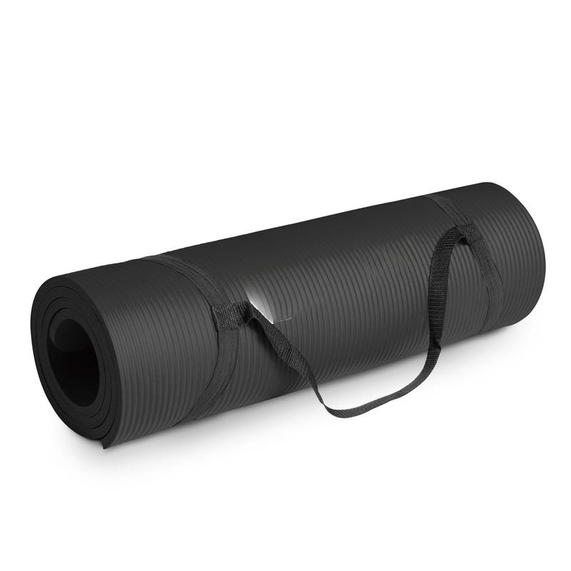 High Density Exercise Mat with Carry Strap, Gray