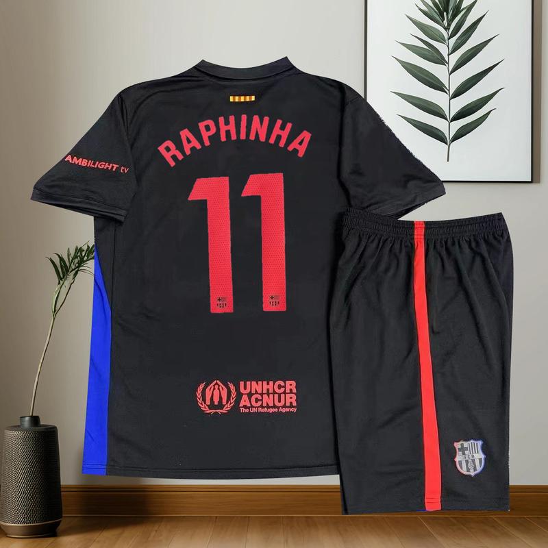 Soccer Jerseys 24-25 Barcelona Home NO.11RAPHINHA Kids Set Short Sleeve Top Quality