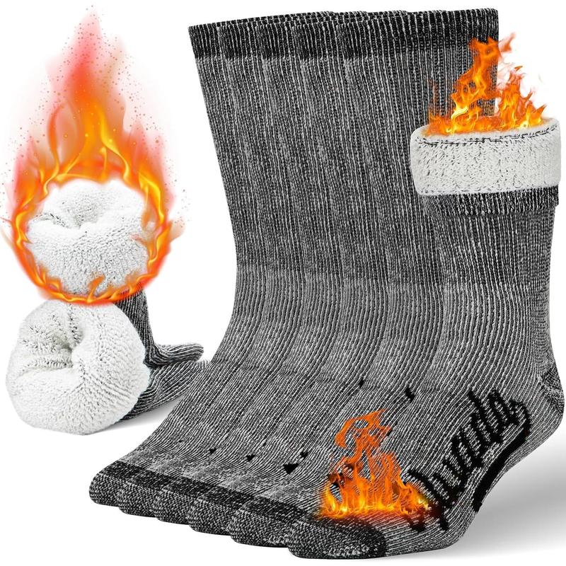 Womens Mens Merino Wool Crew Socks Thermal and Warm Socks for Winter Work Hiking Running 3 Pairs