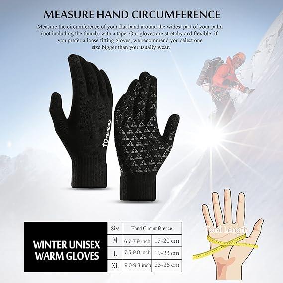 Winter Gloves for Men Women - Upgraded Touch Screen Cold Weather Thermal Warm Knit Glove for Running Driving Hiking