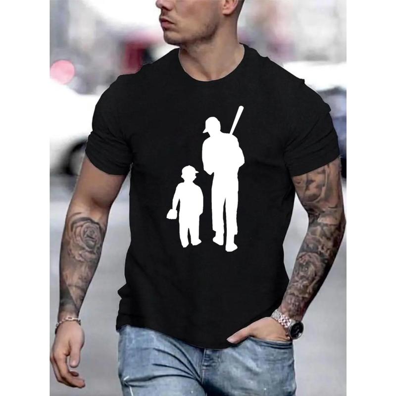 Made in USA Crew Neck Baseball Player Print Men's Fashionable Summer Short Sleeve Sports T-shirt, Comfortable and Versatile