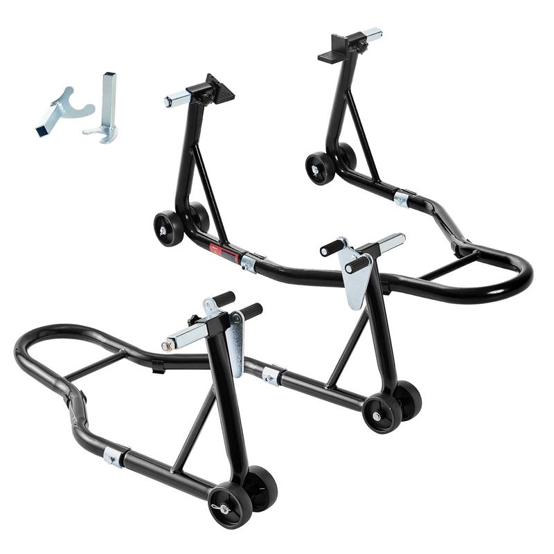 Donext Motorcycle Stand 850LB Sport Bike Front & Rear Wheel Lift Swingarm Paddock Stands Black,U+L