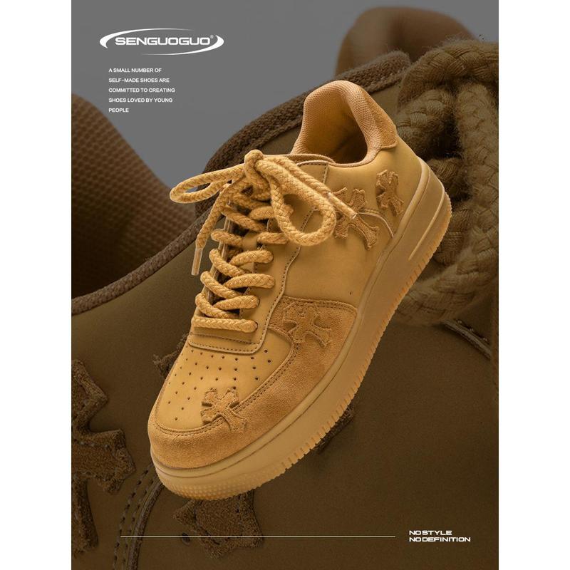 Senguo Wheat Color Air Force No. 1 Men's Shoes New Fashion Shoes Men's Fashionable Platform Sports Board Shoes