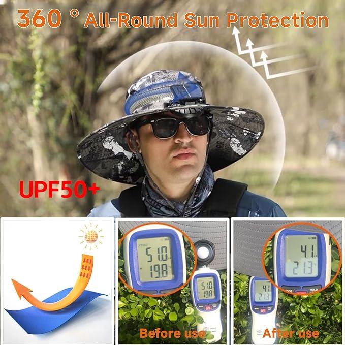 2024 Super Cool Solar Fan Hat with UPF 50+ Sun Protection for Fishing, Beach and Camping