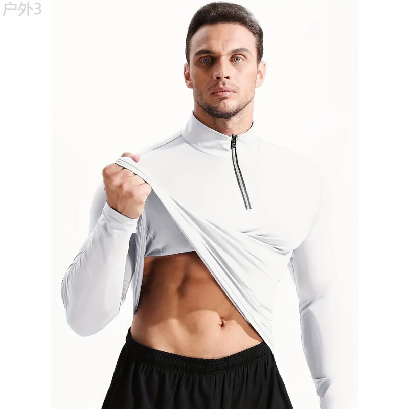 Autumn & Winter Essential: Men's Quick-Dry Breathable Long Sleeve Half-Zipped Athletic Sweatshirt for Sports