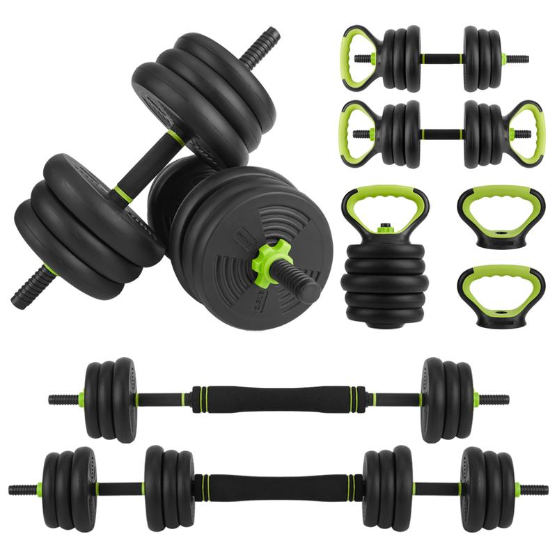 4 in 1 Adjustable Dumbbells Set, 44LB Dumbbell Set with Non-slip Handles, Fitness Workout Equipment for Men Women,Barbell,Dumbbell,Kettlebell,Push-ups