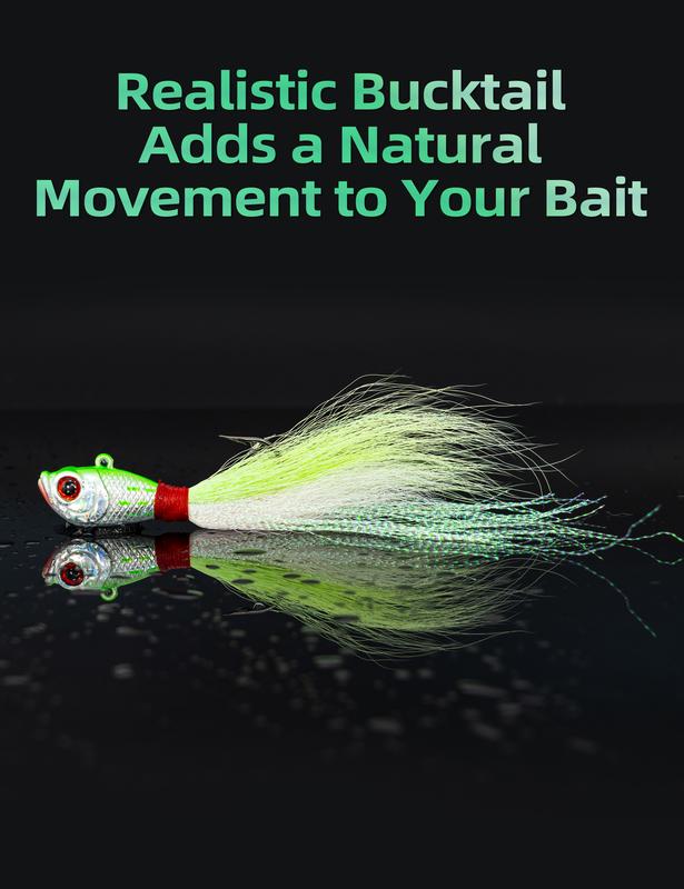 BLUEWING Bucktail Jig 2pcs Lead Head Jig Saltwater Fluke Lure Hair Jig for Bluefish, Bass Fishing