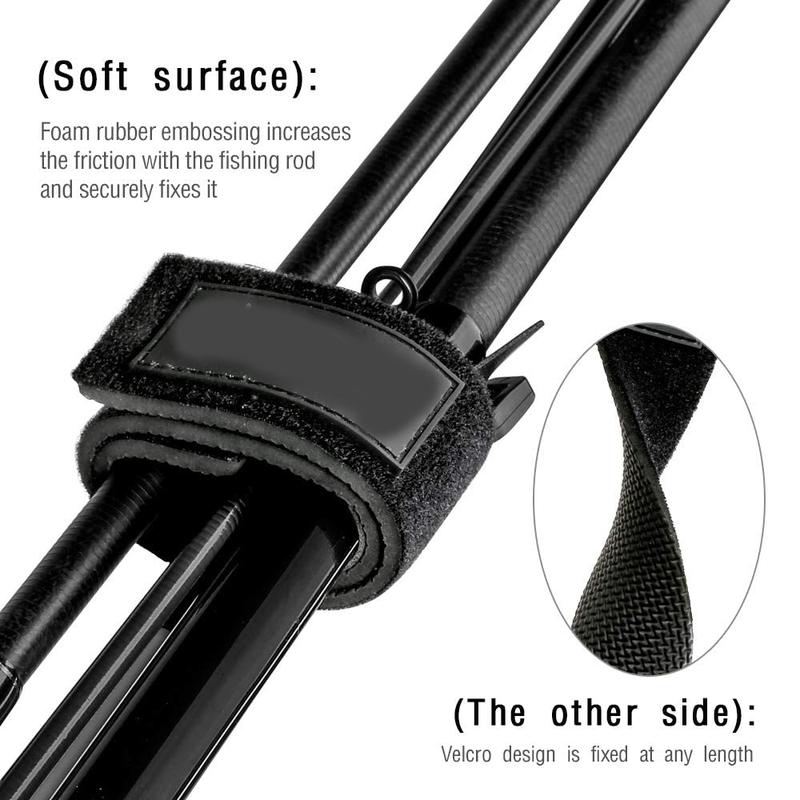 Fishing Rod Holder Belt, Durable Fishing Rod Carry Straps Adjustable Length 30-54 Inch Fishing Poles Holder Strap Rod Shoulder Belt Travel Tackle Carrier for Freshwater Saltwater, Black