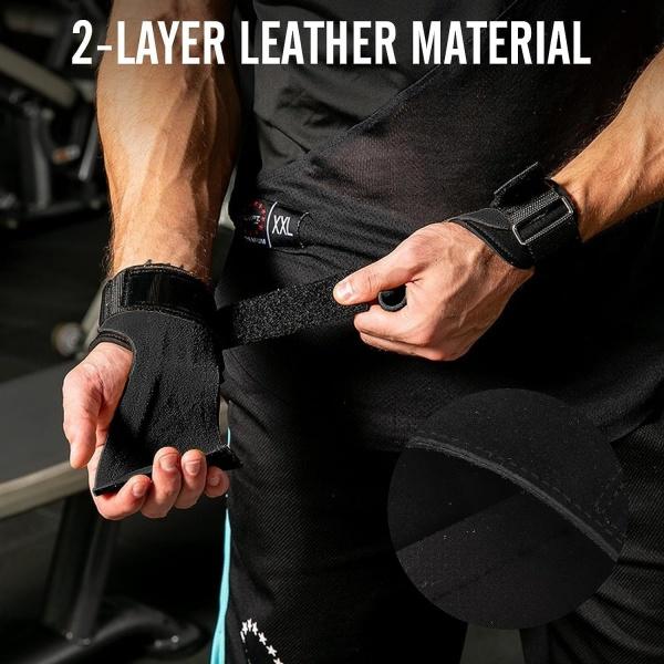 Weightlifting strap, double-layer leather wrist support strap, anti slip grip, weightlifting gym strength training wristband