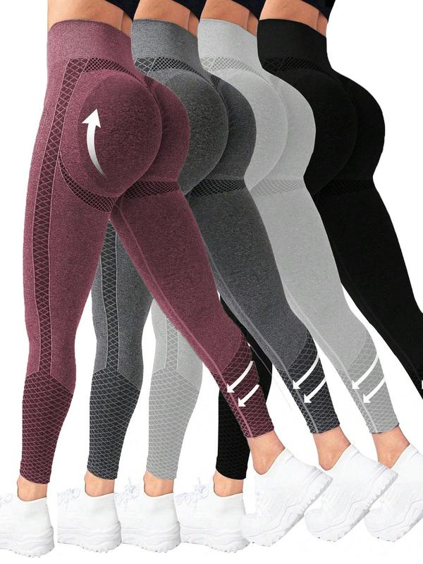 Women's Solid High Waist Sports Leggings, Breathable Comfortable Skinny Pants, High Stretch Yoga Leggings, Ladies Sportswear for Indoor Outdoor Wear