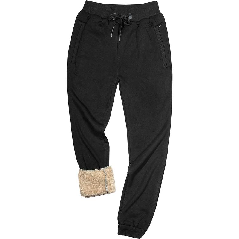 Mens Winter Warm Sherpa Lined Active Thermal Jogger Fleece Sweatpants Pant